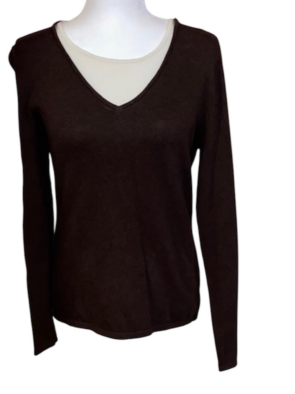 Croft & Barrow Dark Brown & White 100% Cotton Sweater